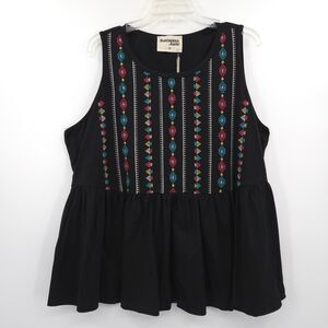 Savanna Jane NWT embroided aztec sleeveless top Size 2X black peplum western